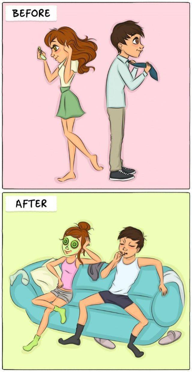 Drawings That Perfectly Illustrate The Life Before And After Marriage