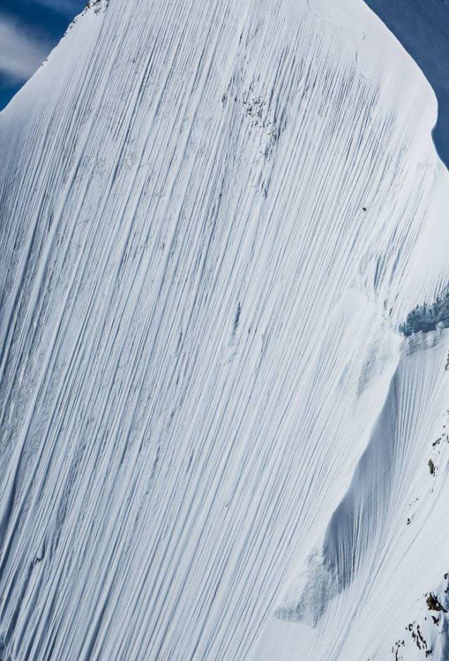 Can You Spot The Skier Going Down A Near-Vertical 4,000 Meter Peak?