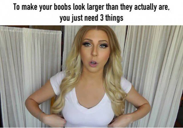 Girl Shows A Simple Way How To Make Boobs Look Bigger