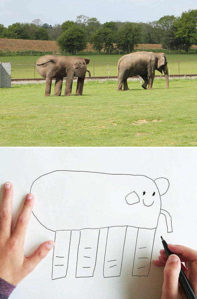 Father Recreates His 6 Y.O. Kid’s Drawings In Photoshop And The Results Are Both Creepy And Amazing