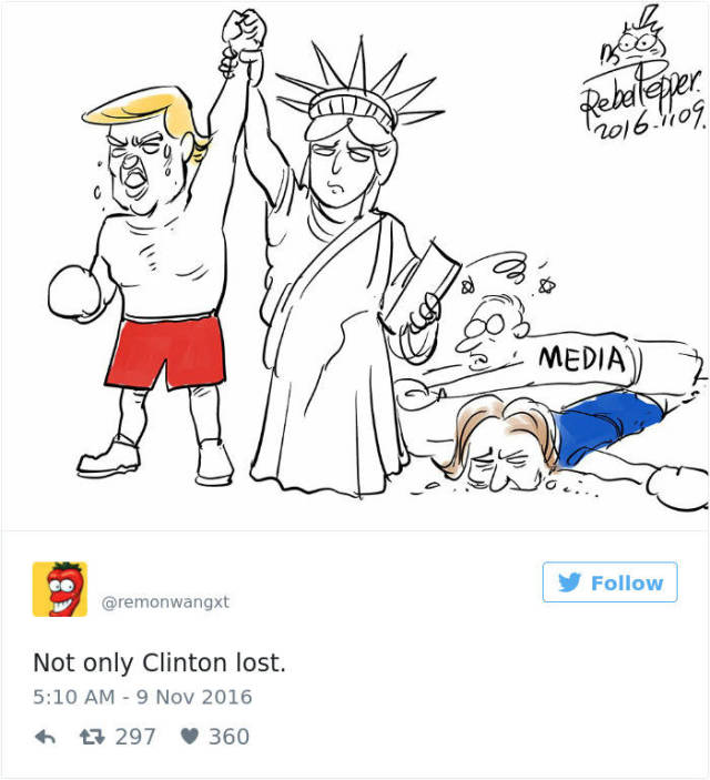 Caricatures And Cartoons Reacting To Donald Trump Winning The US Election