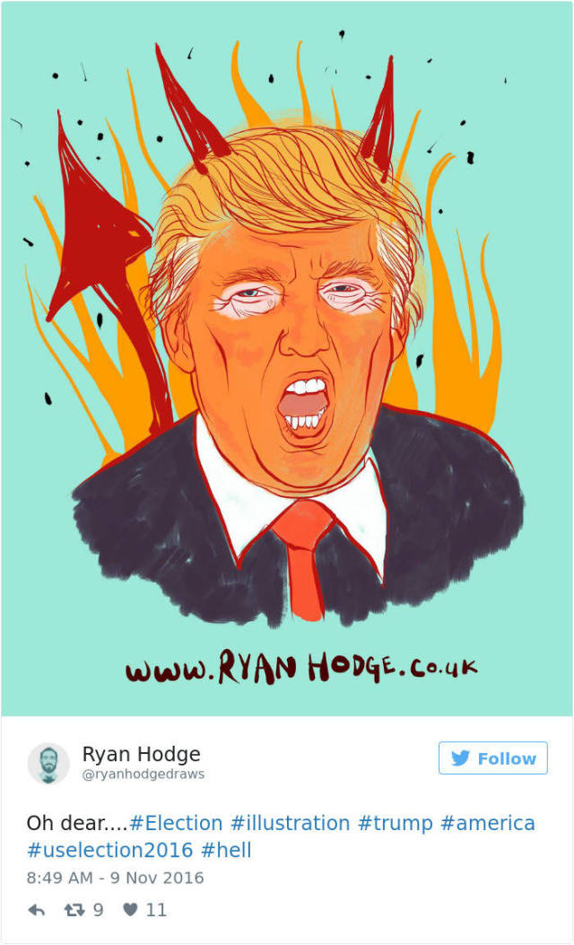 Caricatures And Cartoons Reacting To Donald Trump Winning The US Election