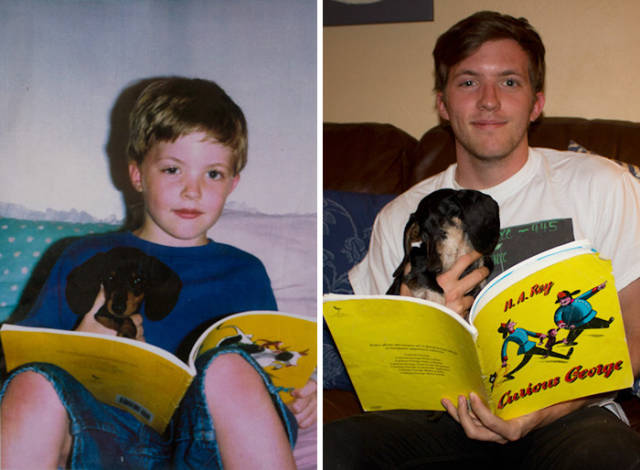 Then And Now Photos Of Dogs And Their Owners Growing Up Together