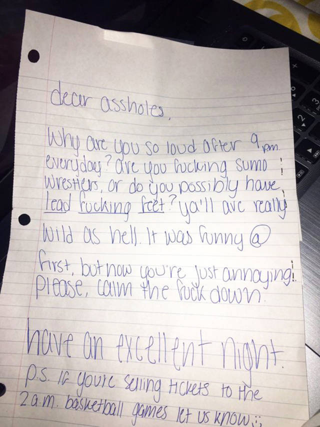 Guys Who Wrote An Angry Note To Their Loud Neighbors Got Totally Wrecked By Them