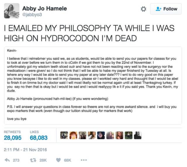 Student Sends An Epic Email To Her Teacher While She Was Supra High