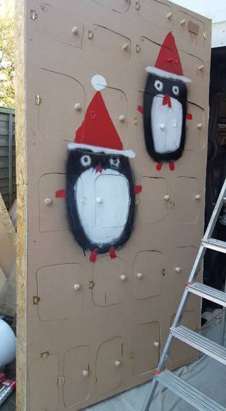 Husband Builds A Giant Advent Calendar For His Wife Filled With A Gift For Each Day
