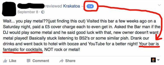 Guy Who Left One Star Review Gets Totally Owned By A Bar Owner