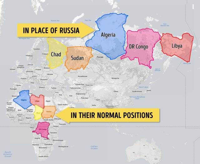 The Real Size Of Different Countries And How They Really Look In Comparison To One Another